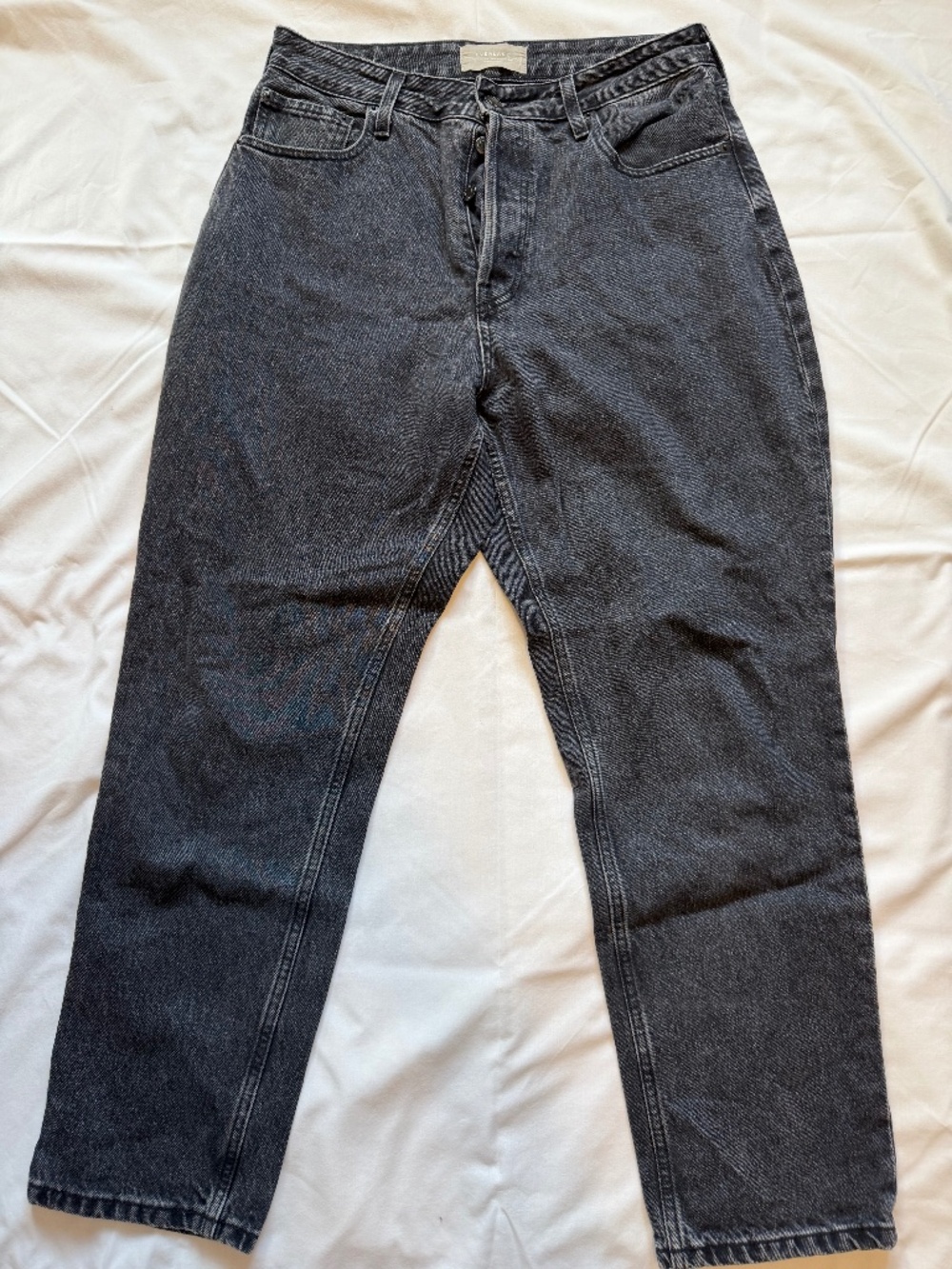 Everlane The Curvy 90s Cheeky Straight Washed Black Organic Cotton High Rise 32R